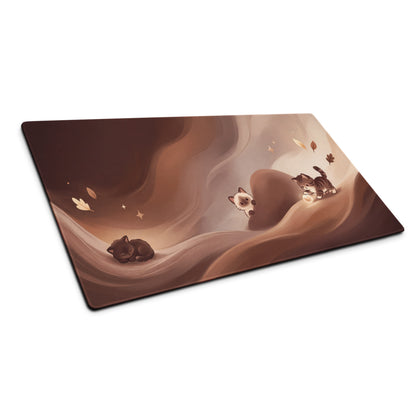 Cute Chocolate Brown Cat Themed Gaming Mouse Pad