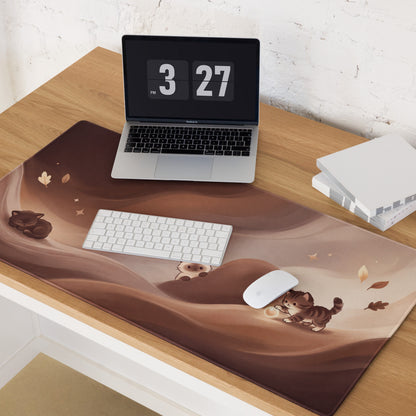 Cute Chocolate Brown Cat Themed Gaming Mouse Pad