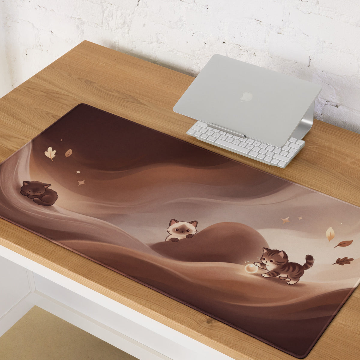 Cute Chocolate Brown Cat Themed Gaming Mouse Pad
