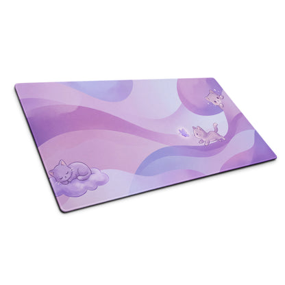 Pastel Kitty Meadows Gaming Mouse Pad Cute Purple Pink
