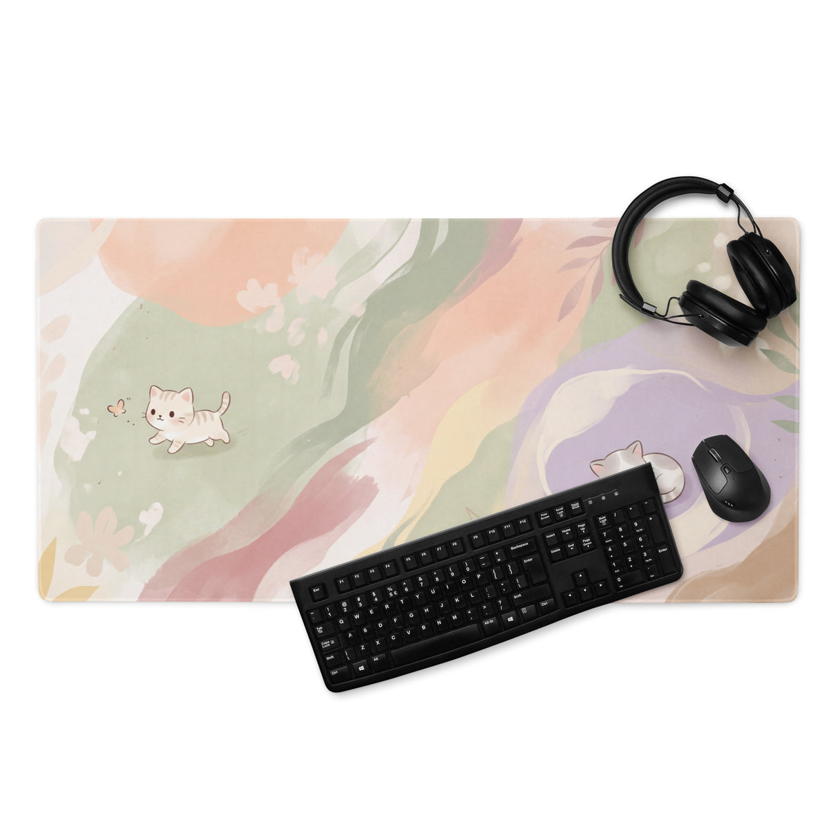 Pastel Rainbow Cute Kitty Gaming Mouse Pad