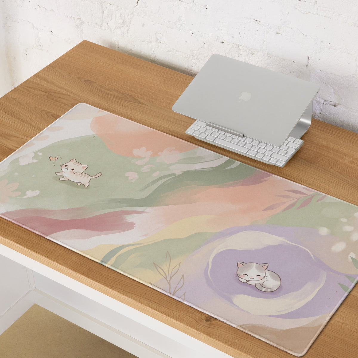 Pastel Rainbow Cute Kitty Gaming Mouse Pad
