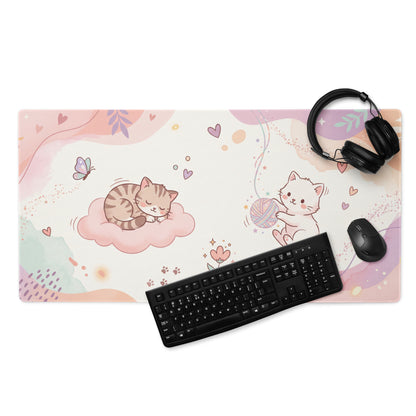 Pastel Kitty Butterflies Gaming Mouse Pad