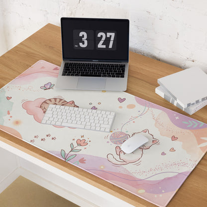 Pastel Kitty Butterflies Gaming Mouse Pad