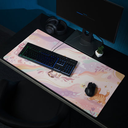 Pastel Kitty Cats Gaming Mouse Pad With Azure Pink Colors