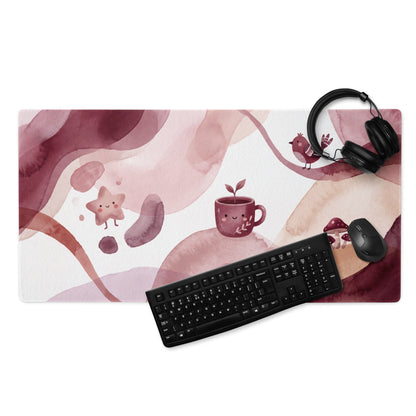 Pink Watercolor Cute Mouse Pad With Birds And Mug Design