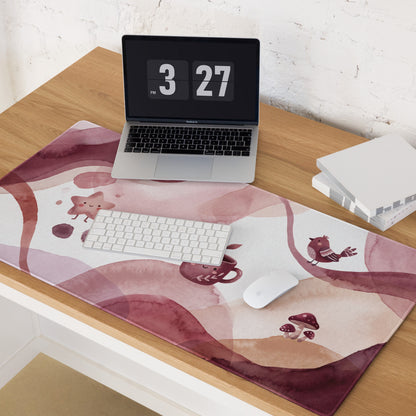 Pink Watercolor Cute Mouse Pad With Birds And Mug Design