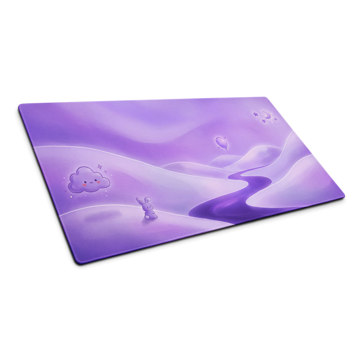 Purple Galaxy Cute Mouse Pad With Clouds And Bunnies