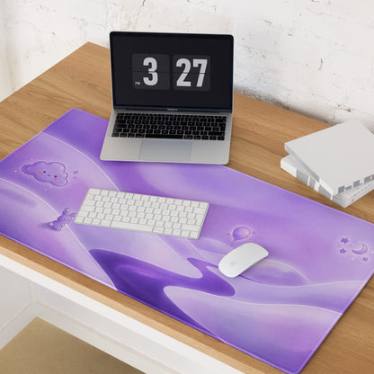 Purple Galaxy Cute Mouse Pad With Clouds And Bunnies