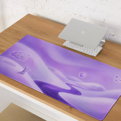 Purple Galaxy Cute Mouse Pad With Clouds And Bunnies