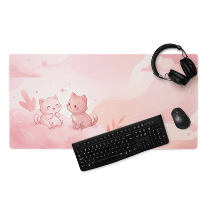 Pink Cute Cats Gaming Mouse Pad For Cozy Play