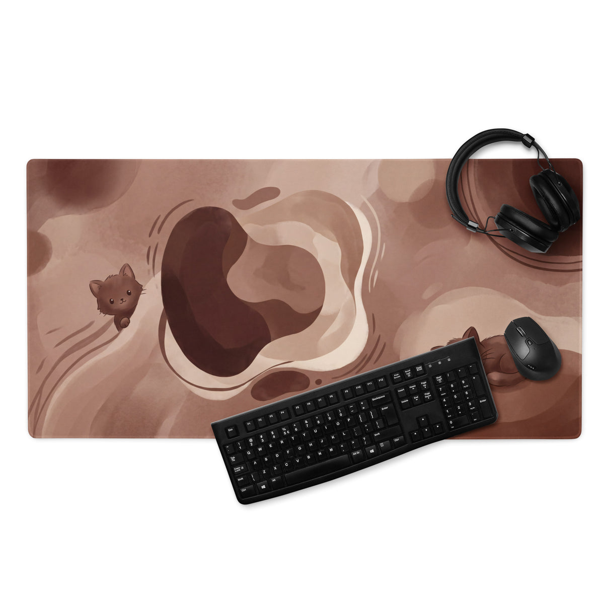 Cute Brown Camo Cat Theme Gaming Mouse Pad