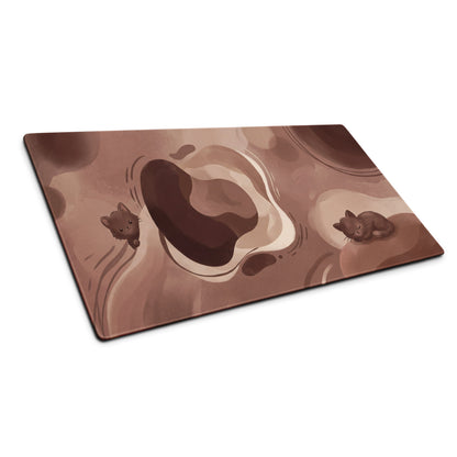 Cute Brown Camo Cat Theme Gaming Mouse Pad