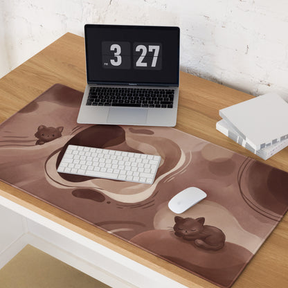 Cute Brown Camo Cat Theme Gaming Mouse Pad
