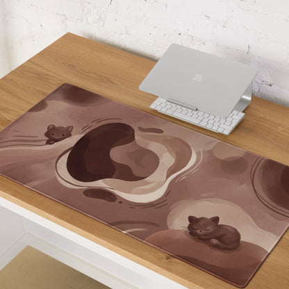 Cute Brown Camo Cat Theme Gaming Mouse Pad