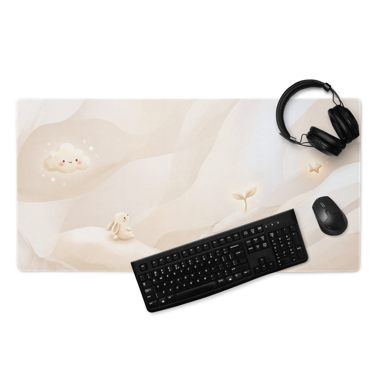 Cute Pink Galaxy Gaming Mouse Pad With Adorable Clouds