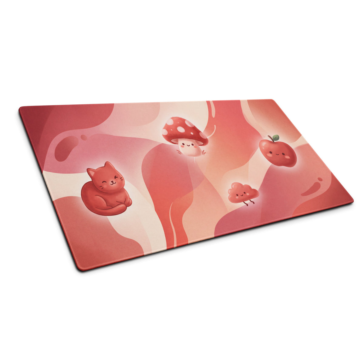 Cute Pink Gaming Mouse Pad With Mushrooms And Hearts