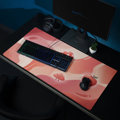 Cute Pink Gaming Mouse Pad With Mushrooms And Hearts