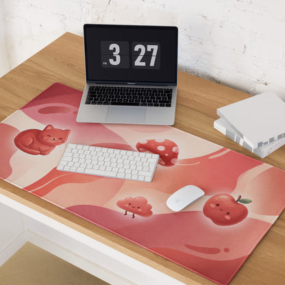 Cute Pink Gaming Mouse Pad With Mushrooms And Hearts
