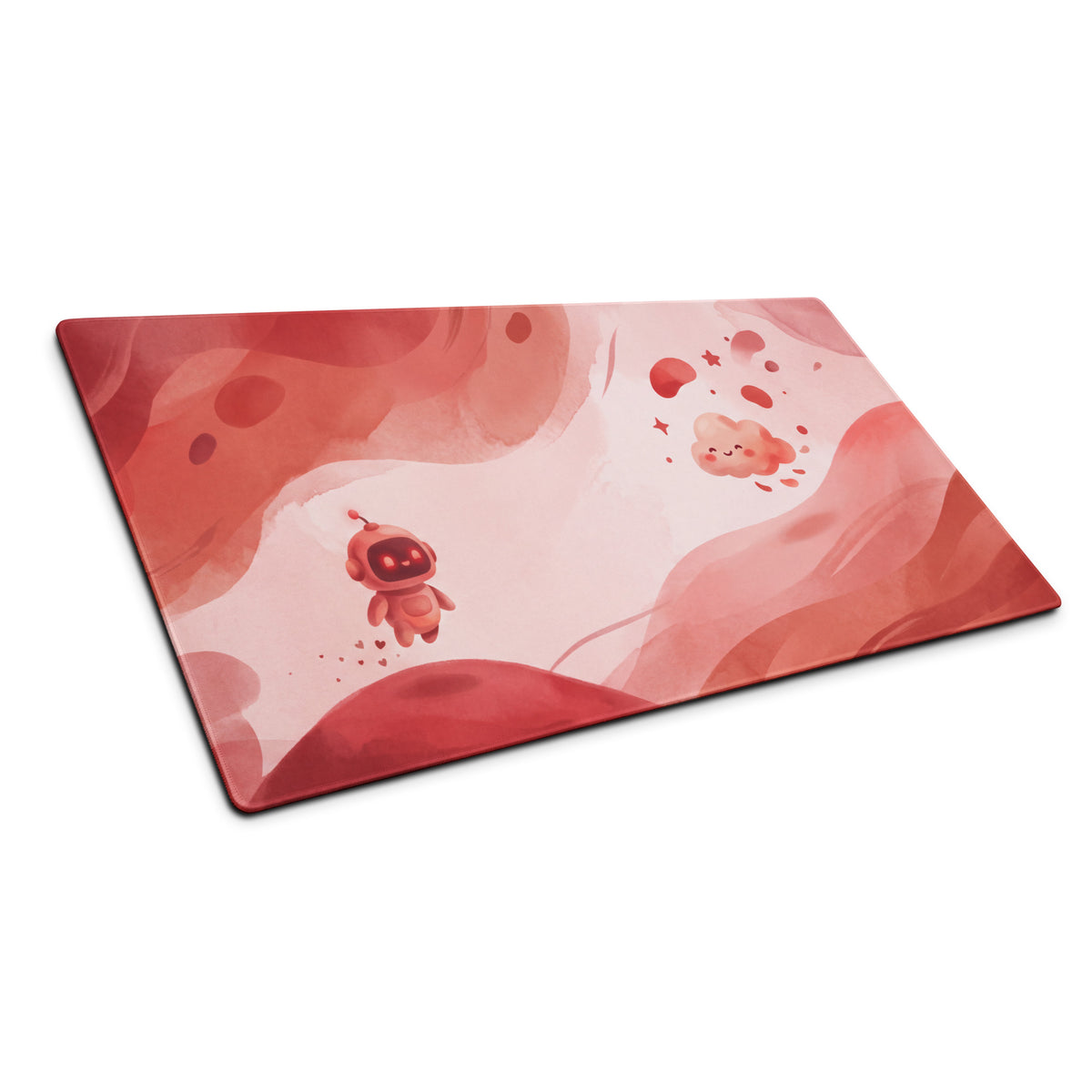Cute Pink Gaming Mouse Pad With Hearts Design
