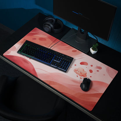 Cute Pink Gaming Mouse Pad With Hearts Design