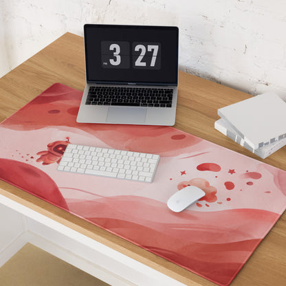 Cute Pink Gaming Mouse Pad With Hearts Design