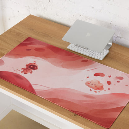 Cute Pink Gaming Mouse Pad With Hearts Design