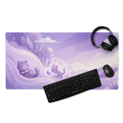 Purple Cute Cat Themed Gaming Mouse Pad