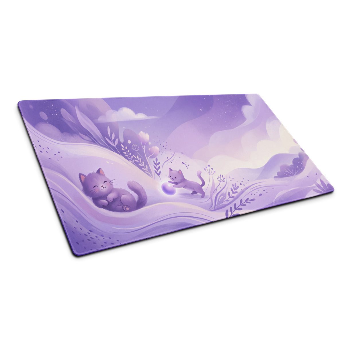 Purple Cute Cat Themed Gaming Mouse Pad