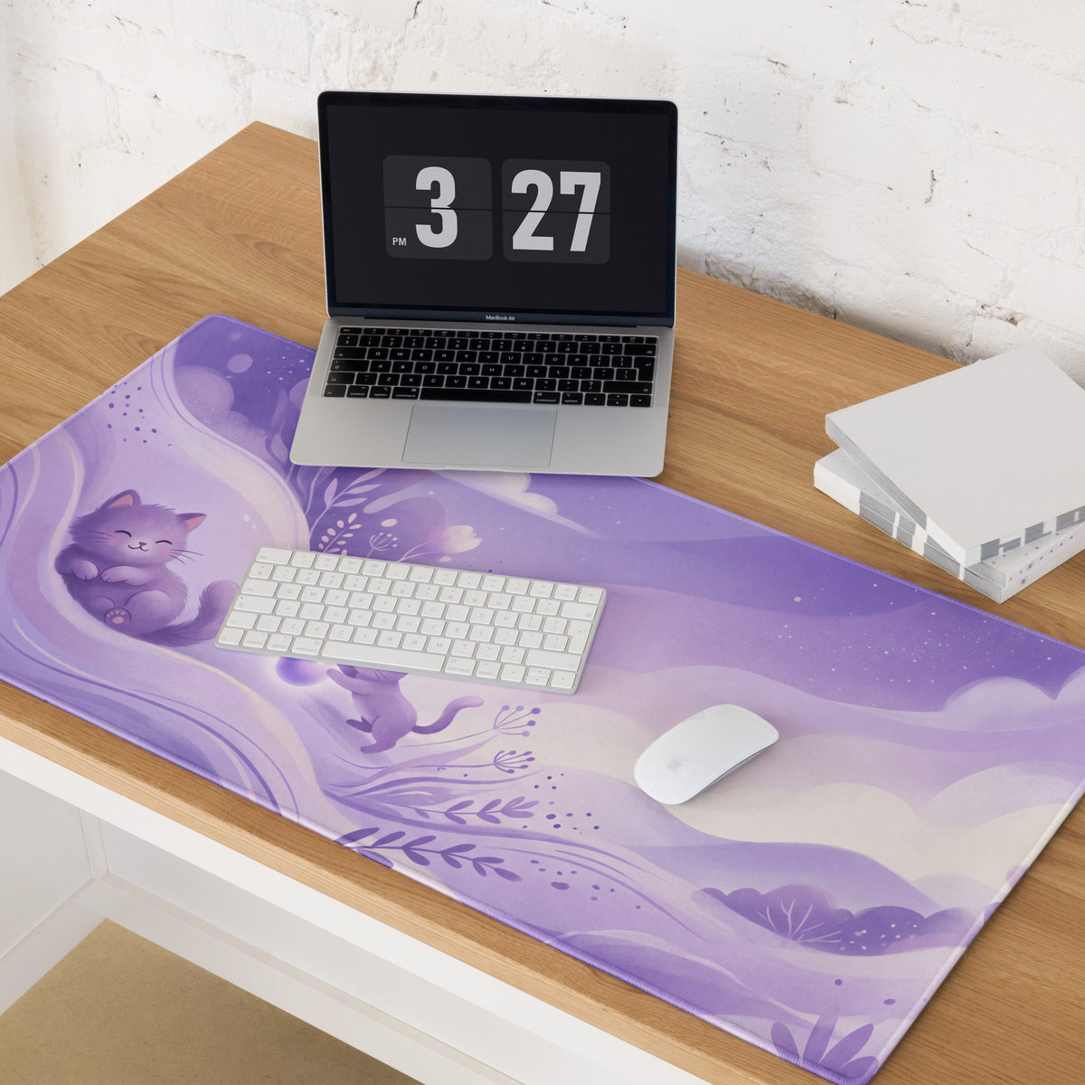 Purple Cute Cat Themed Gaming Mouse Pad