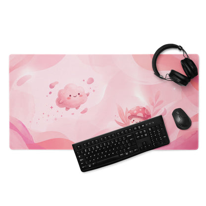 Pink Cute Gaming Mouse Pad With Kawaii Cloud Design
