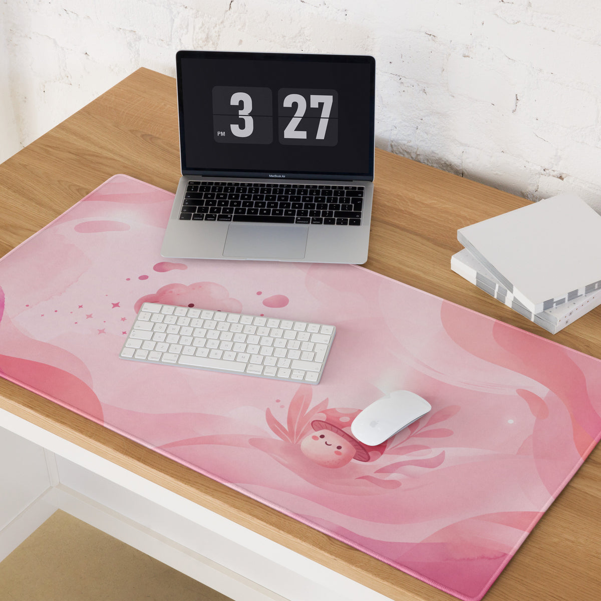 Pink Cute Gaming Mouse Pad With Kawaii Cloud Design