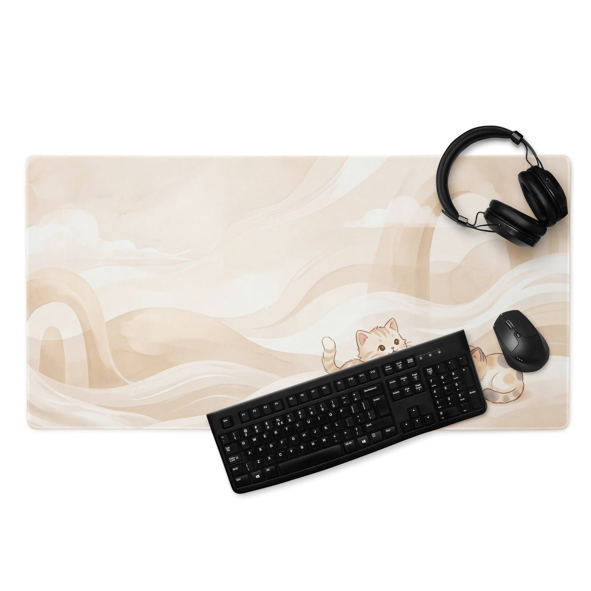 Pastel Pink Cute Cats Gaming Mouse Pad
