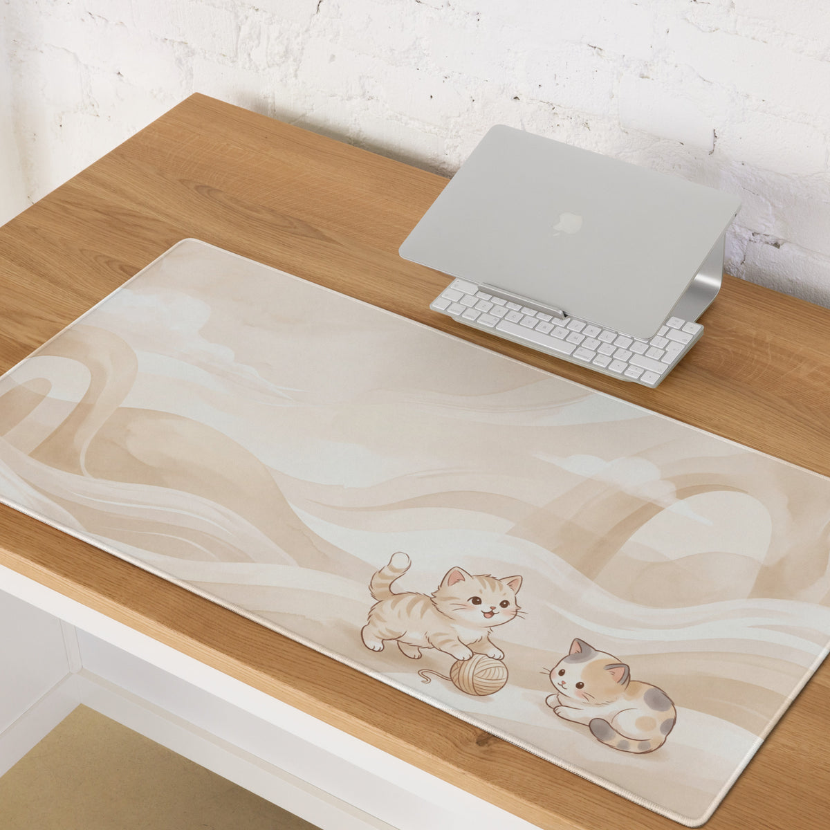 Pastel Pink Cute Cats Gaming Mouse Pad