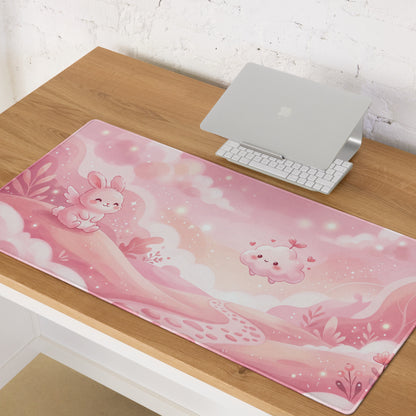 Pink Gaming Mouse Pad Cute Bunny Clouds