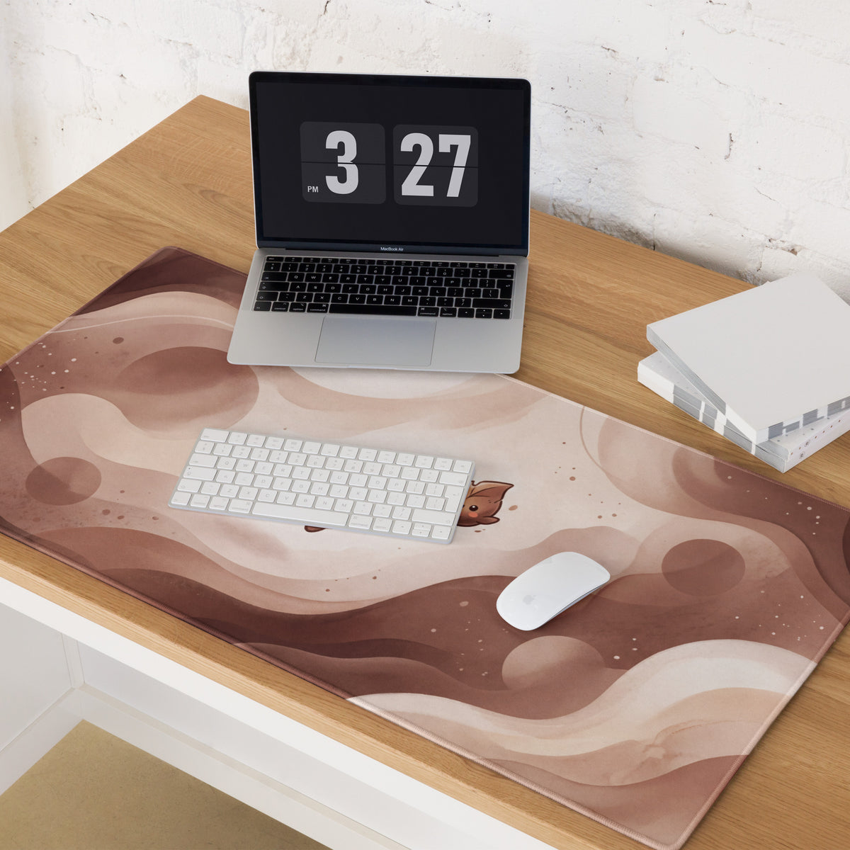 Cute Pink Marble Gaming Mouse Pad With Cute Characters