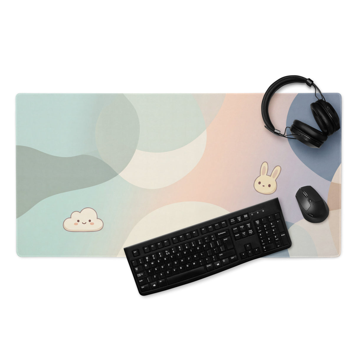 Pastel Cute Bunny Mouse Pad Large Non Slip Gaming Desk Mat