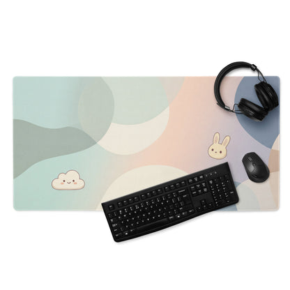 Pastel Cute Bunny Mouse Pad Large Non Slip Gaming Desk Mat