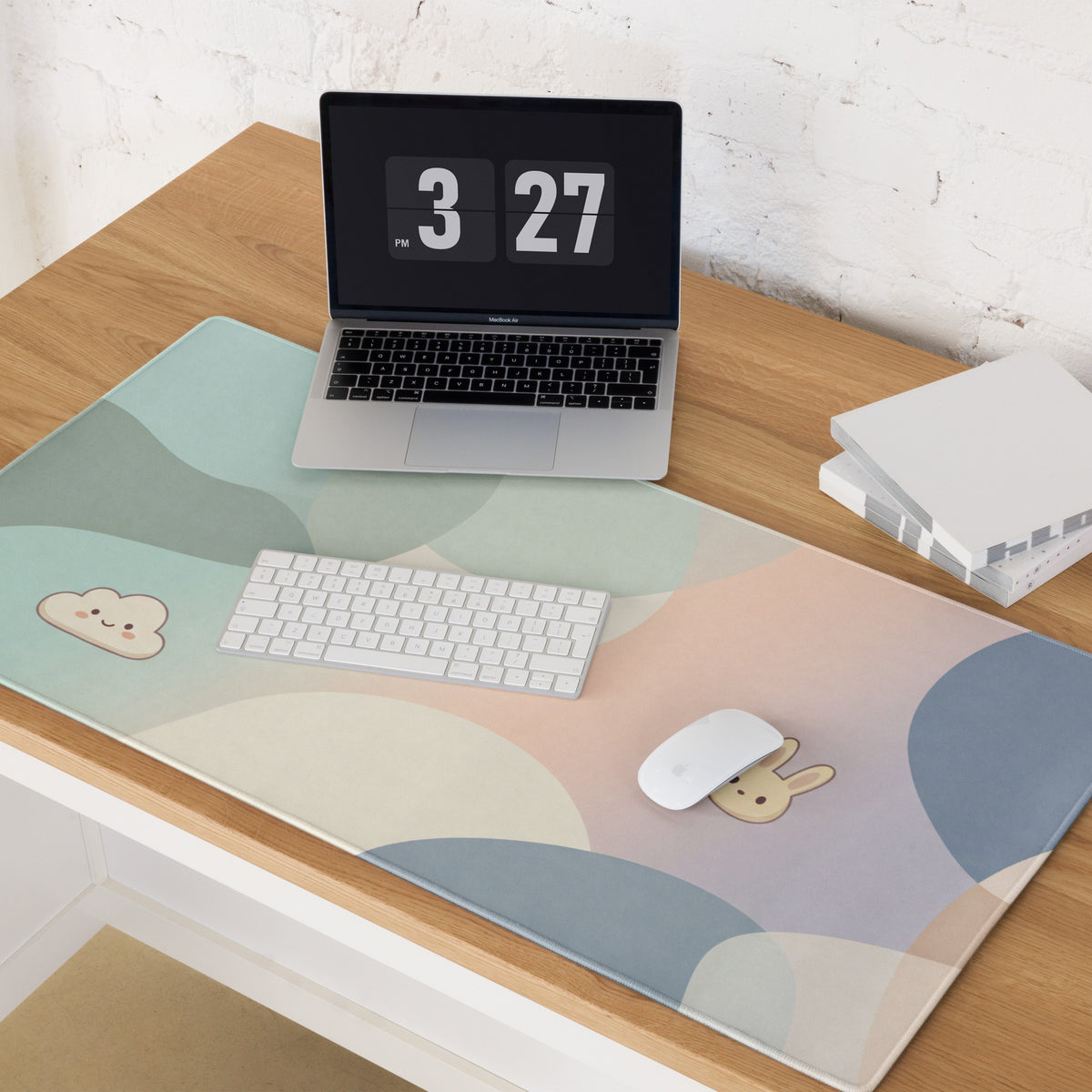 Pastel Cute Bunny Mouse Pad Large Non Slip Gaming Desk Mat