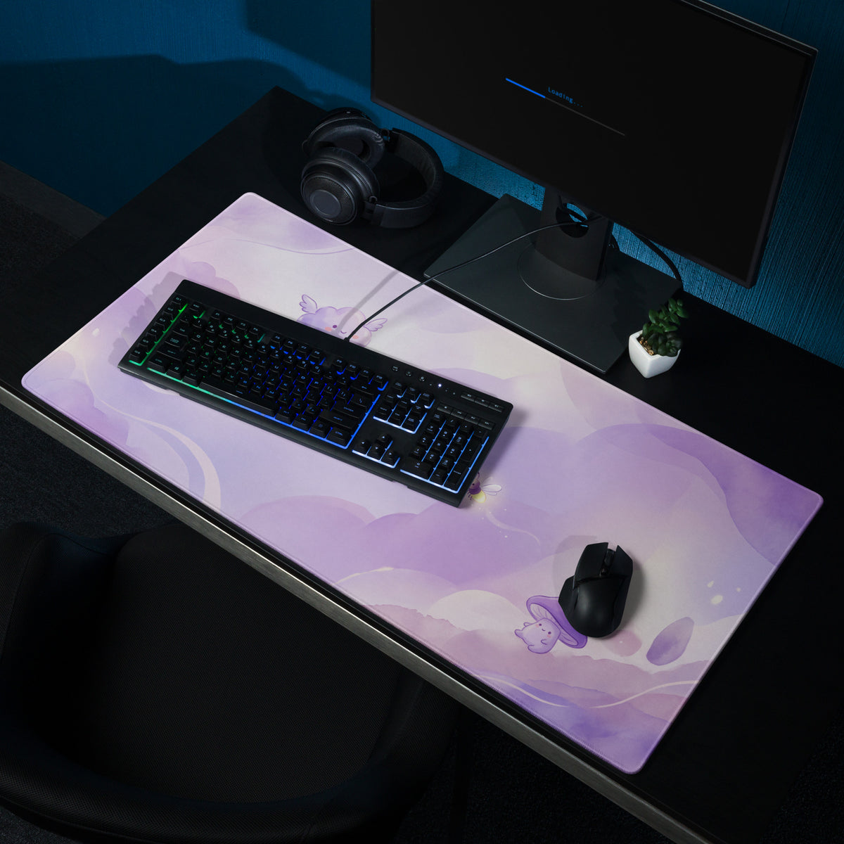 Purple Lavender Clouds Gaming Mouse Pad Cute Girly Style