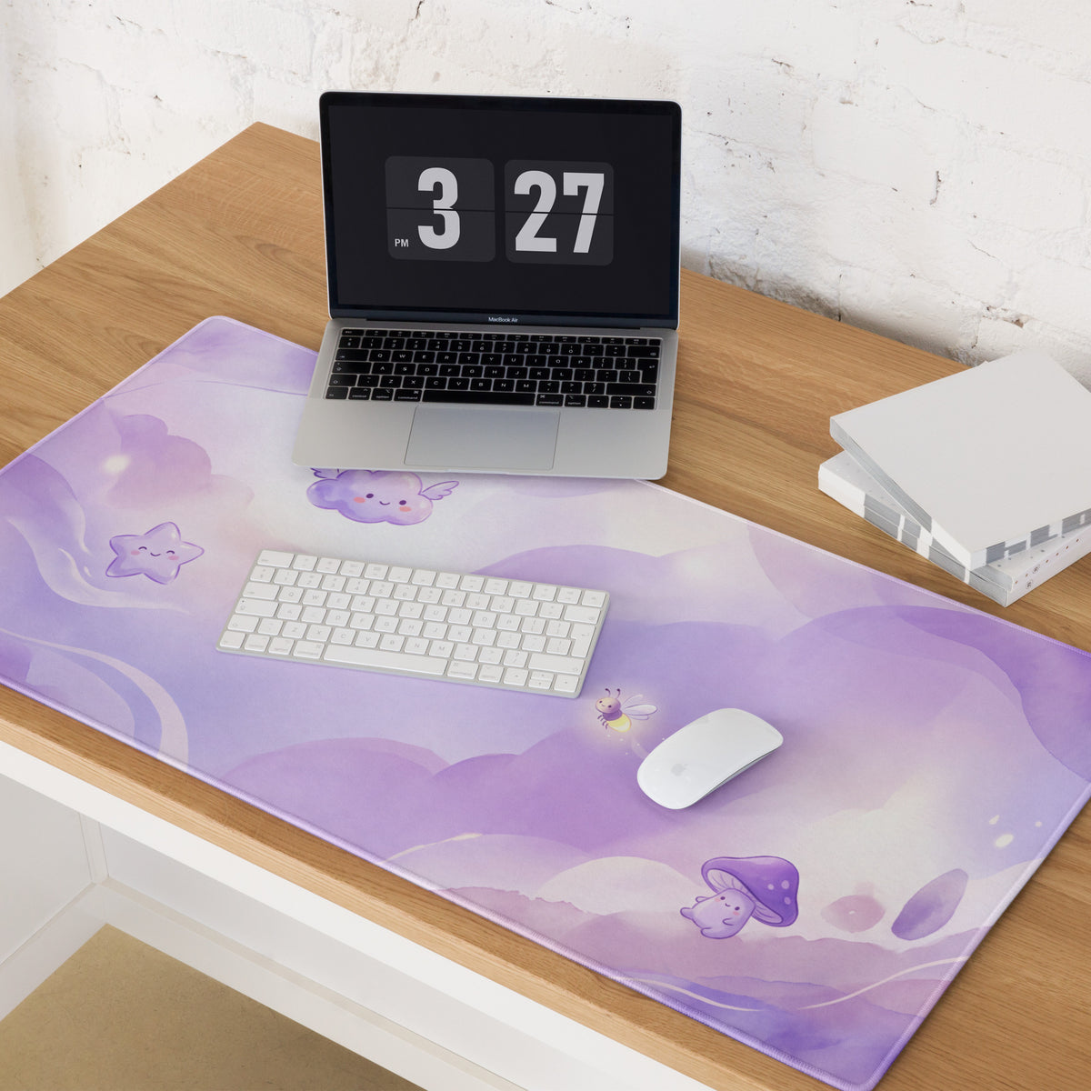 Purple Lavender Clouds Gaming Mouse Pad Cute Girly Style
