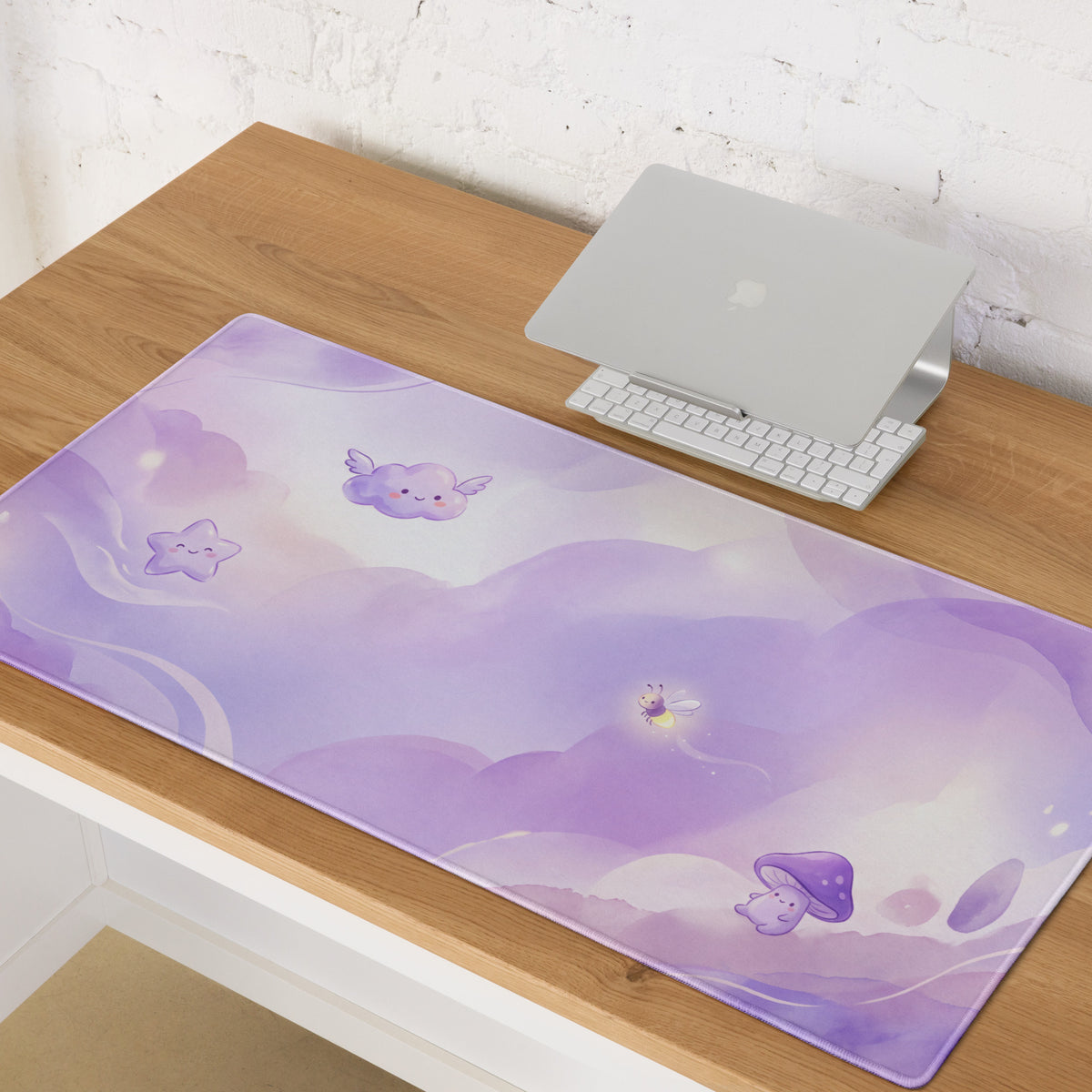 Purple Lavender Clouds Gaming Mouse Pad Cute Girly Style