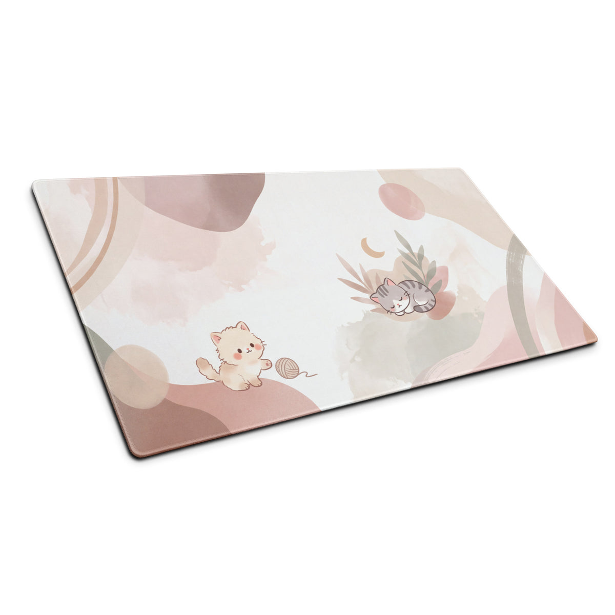 Cute Pink Gradient Gaming Mouse Pad With Cat Design
