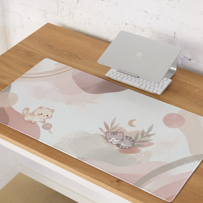 Cute Pink Gradient Gaming Mouse Pad With Cat Design