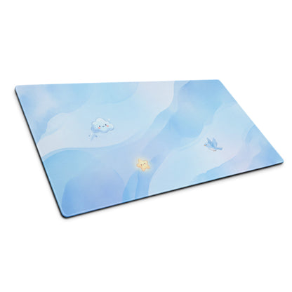 Cute Sky Blue Gaming Mouse Pad With Clouds Stars