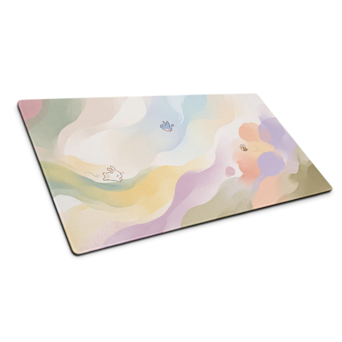 Pastel Rainbow Cute Gaming Mouse Pad With Bunny Design