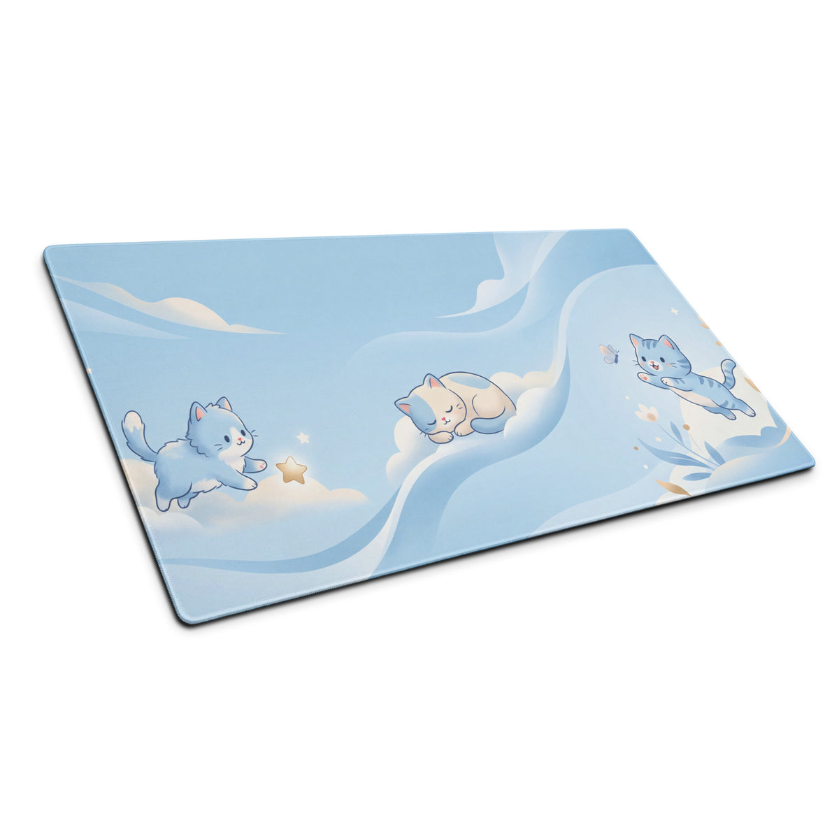 Cute Pink And Blue Galaxy Cats Gaming Mouse Pad