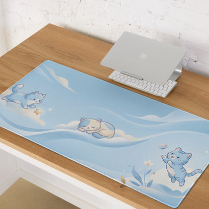 Cute Pink And Blue Galaxy Cats Gaming Mouse Pad