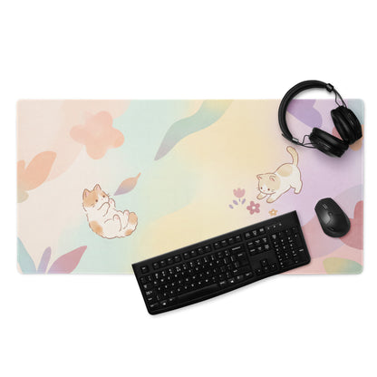 Pastel Rainbow Cat Theme Gaming Mouse Pad