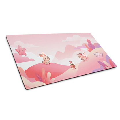 Pink Cute Gaming Mouse Pad With Plush Edges And Stars